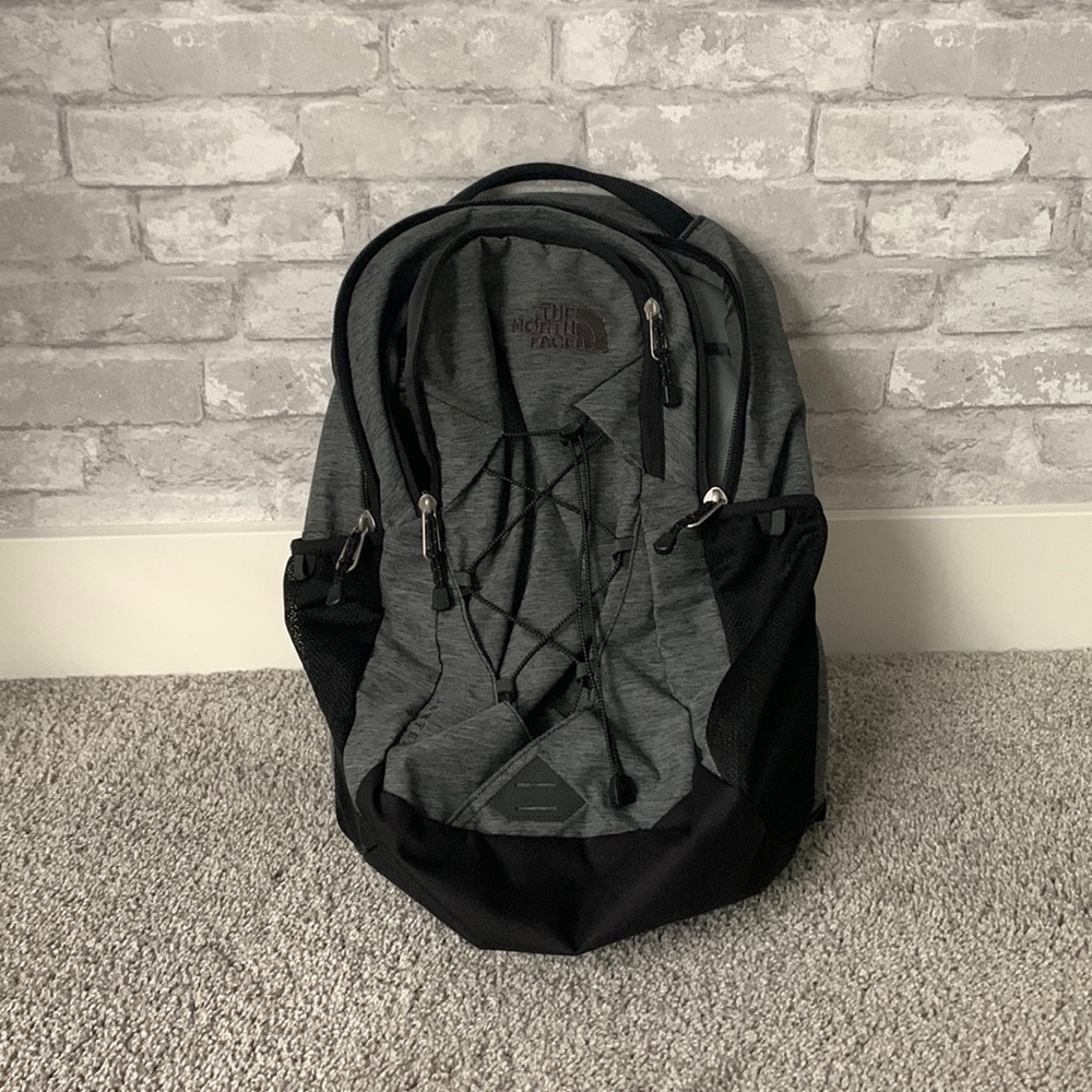 North face black and gray backpack